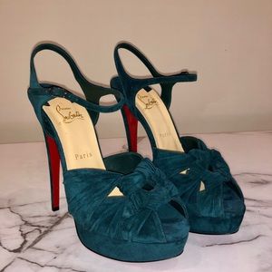 Christian Louboutin Teal Suede Heels Size 39